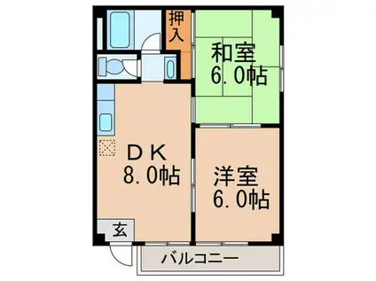 サンシャイン三津屋(2DK/5階)の間取り写真