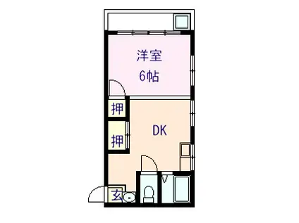京町サンハイツ(1LDK/3階)の間取り写真