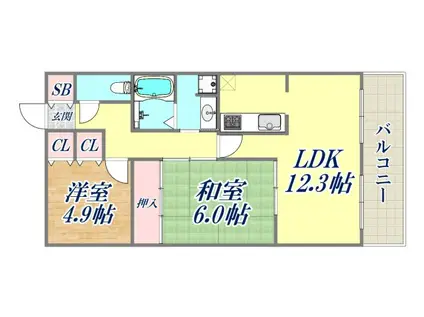 セントポリア武庫之荘(2LDK/6階)の間取り写真