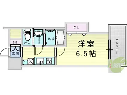 LUXE新大阪イースト2(1K/13階)の間取り写真