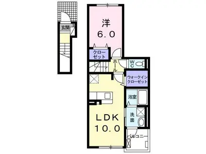ボヌール梅田 Ⅱ(1LDK/2階)の間取り写真
