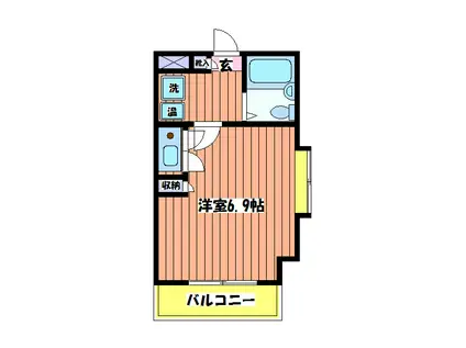 トーシンハイツ立川柴崎町(ワンルーム/2階)の間取り写真