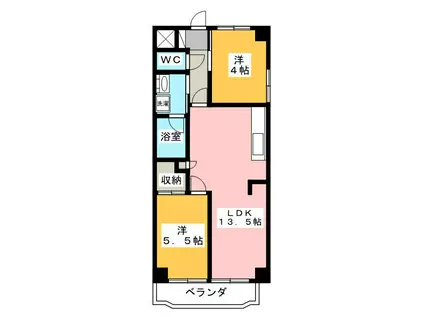 櫻井興産グランデマンション(2LDK/3階)の間取り写真