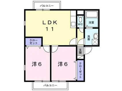 LA・AKIIII(2LDK/2階)の間取り写真
