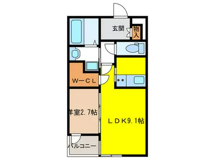 サニークレスト西新(1LDK/3階)の間取り写真