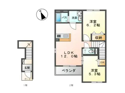 シエル エトワーレ(2LDK/2階)の間取り写真