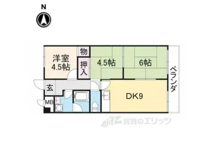 メゾン大和東生駒(3LDK/5階)の間取り写真