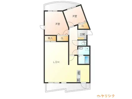 クリーン佐治(2LDK/3階)の間取り写真