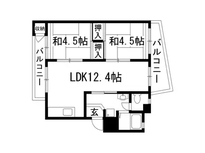 逆瀬川20号棟(2LDK/4階)の間取り写真