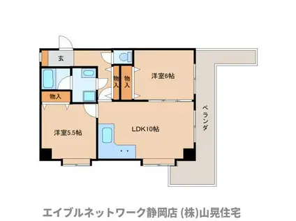 サンパレス鷹匠(2LDK/7階)の間取り写真