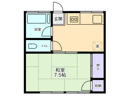 Kハイム(1DK/2階)の間取り写真