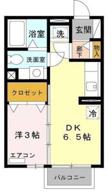 アクアコート(1DK/2階)の間取り写真