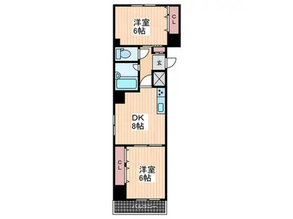 NAO CLOUD 銀山町 BLDG(2DK/5階)の間取り写真