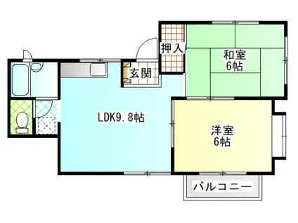プラムハイツ(2LDK/1階)の間取り写真