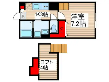 OPUSV(1K/1階)の間取り写真