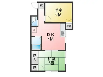 ウッディーハイツ(2DK/1階)の間取り写真