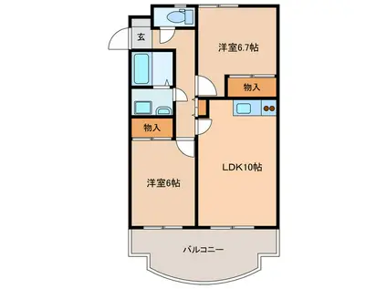 パルコ島(2LDK/3階)の間取り写真