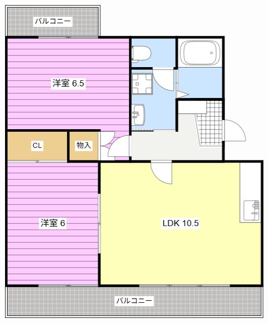 サンクレール(2LDK/2階)の間取り写真