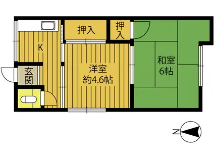 川上アパート(2K/1階)の間取り写真