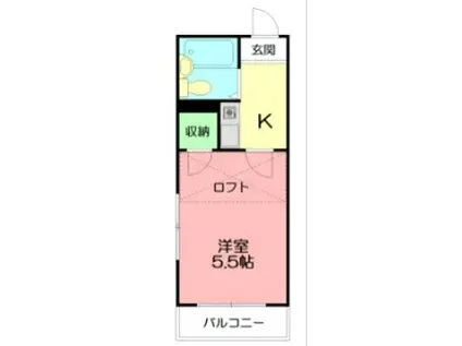 ピュアタウン落合(1K/2階)の間取り写真