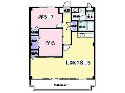 アネックス翠香園(2LDK/1階)の間取り写真