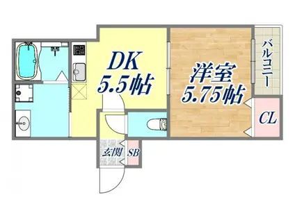 COZY潮江2(1DK/1階)の間取り写真