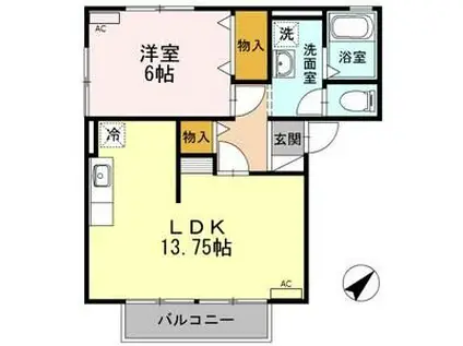 クレールカルチェA(1LDK/1階)の間取り写真