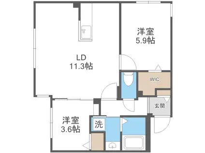 ALIVIS琴似(2LDK/1階)の間取り写真