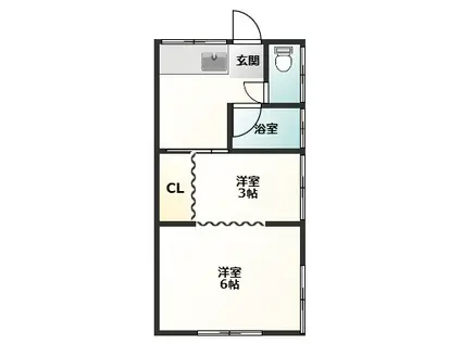 ハイツそよかぜ(2K/1階)の間取り写真