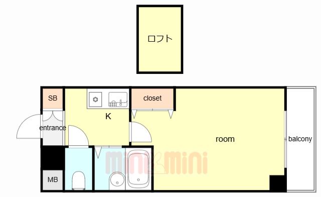 ローテローゼ本山(1K/3階)の間取り写真