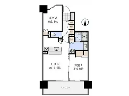 ジオ新町レジデンス(2LDK/3階)の間取り写真