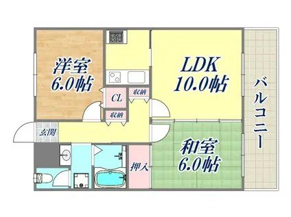 グランピアウエスト(2LDK/3階)の間取り写真