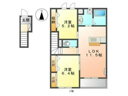 マルハII番館(2LDK/2階)の間取り写真