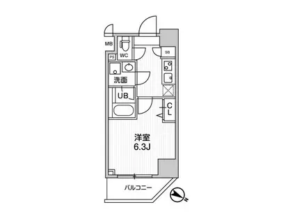 ALTERNA横濱阪東橋(1K/4階)の間取り写真
