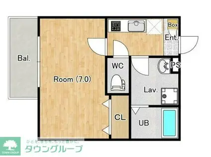 ジーメゾン福生牛浜リント(1K/3階)の間取り写真