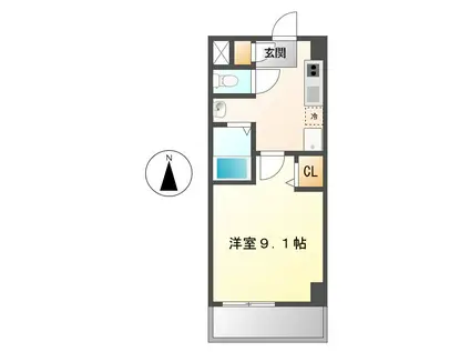 ボヌール(1K/2階)の間取り写真