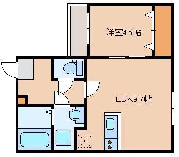LA CASA FELICE和白(1LDK/3階)の間取り写真