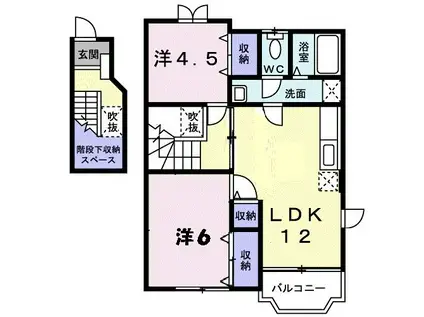エスト・ソレイユB(2LDK/2階)の間取り写真