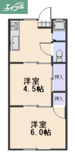 ルーク青江(2K/1階)の間取り写真