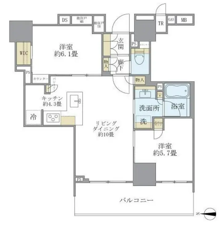Brillia Tower上野池之端 5階階 間取り