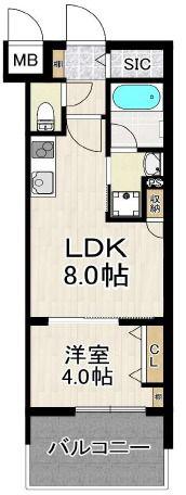 サンロージュ大分駅前(1LDK/9階)の間取り写真