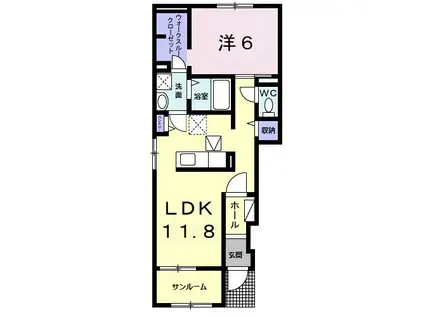 プリムローズI(1LDK/1階)の間取り写真