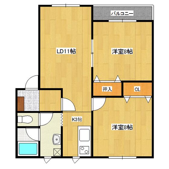 プラージュ(2LDK/1階)の間取り写真