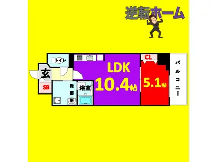 グランルクレ新栄ウエスト(1LDK/3階)の間取り写真