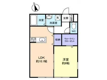 ソレジオE(1LDK/1階)の間取り写真