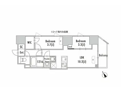 GRAN PASEO 蔵前II(2LDK/3階)の間取り写真