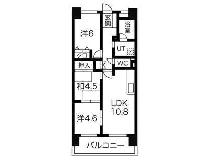 元今泉レジデンス(2SLDK/4階)の間取り写真