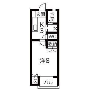 クレアール(1K/2階)の間取り写真