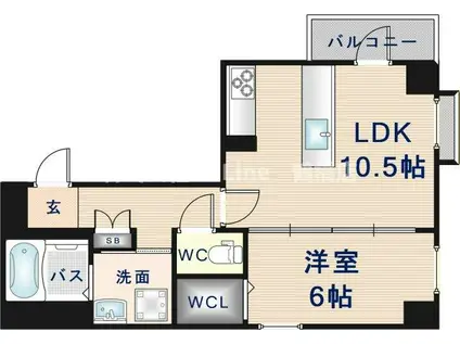 LA CASA 石ケ辻(1LDK/3階)の間取り写真