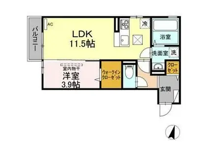 DーPREMIER牡丹山(1LDK/1階)の間取り写真